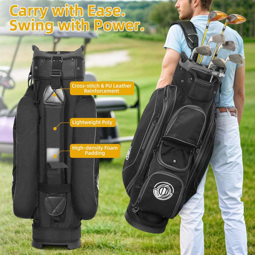 Shopsource Golf Cart Bag, 15 Way Top Lightweight Golf Bag, Golf Club Cart Bags for Men Women with Full-Length Dividers, Dedicate