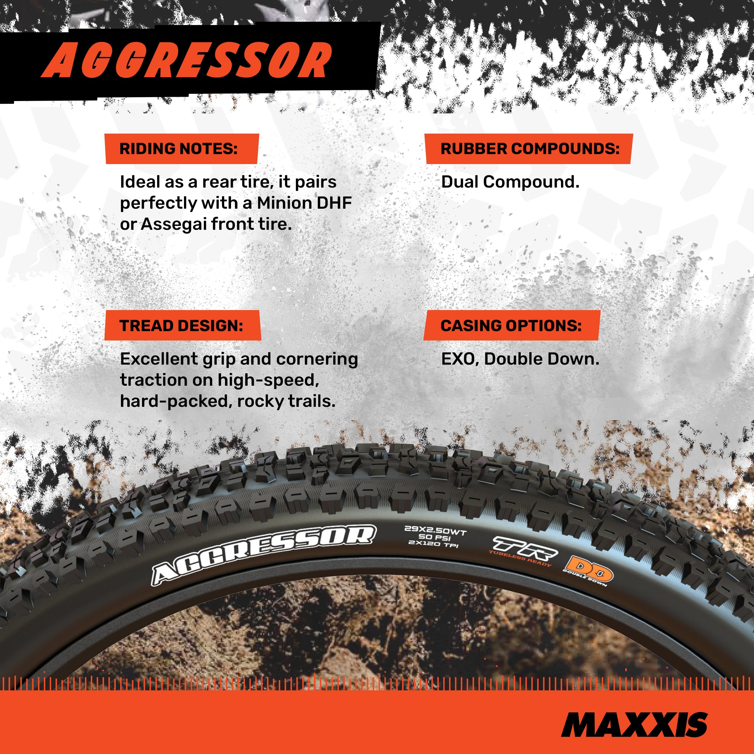 Maxxis - Aggressor  29 X 23  Dual Compound, Exo Puncture Protection