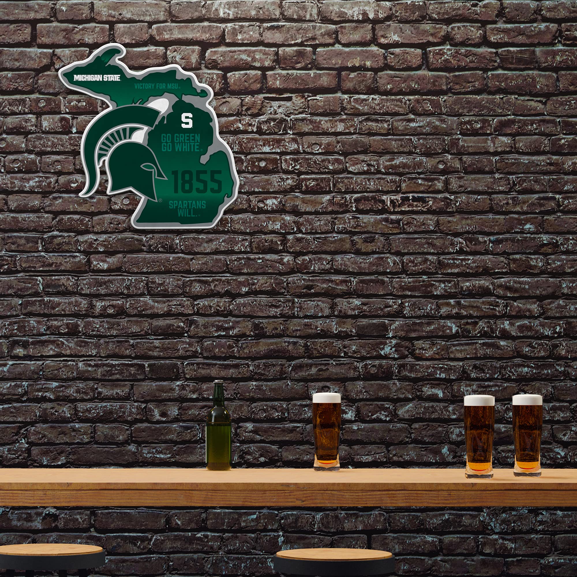 Rico Industries Ncaa Michigan State Spartans State Shape Shape Cut Pennant - Home And Living Room D  Cor - Soft Felt Ez To Hang