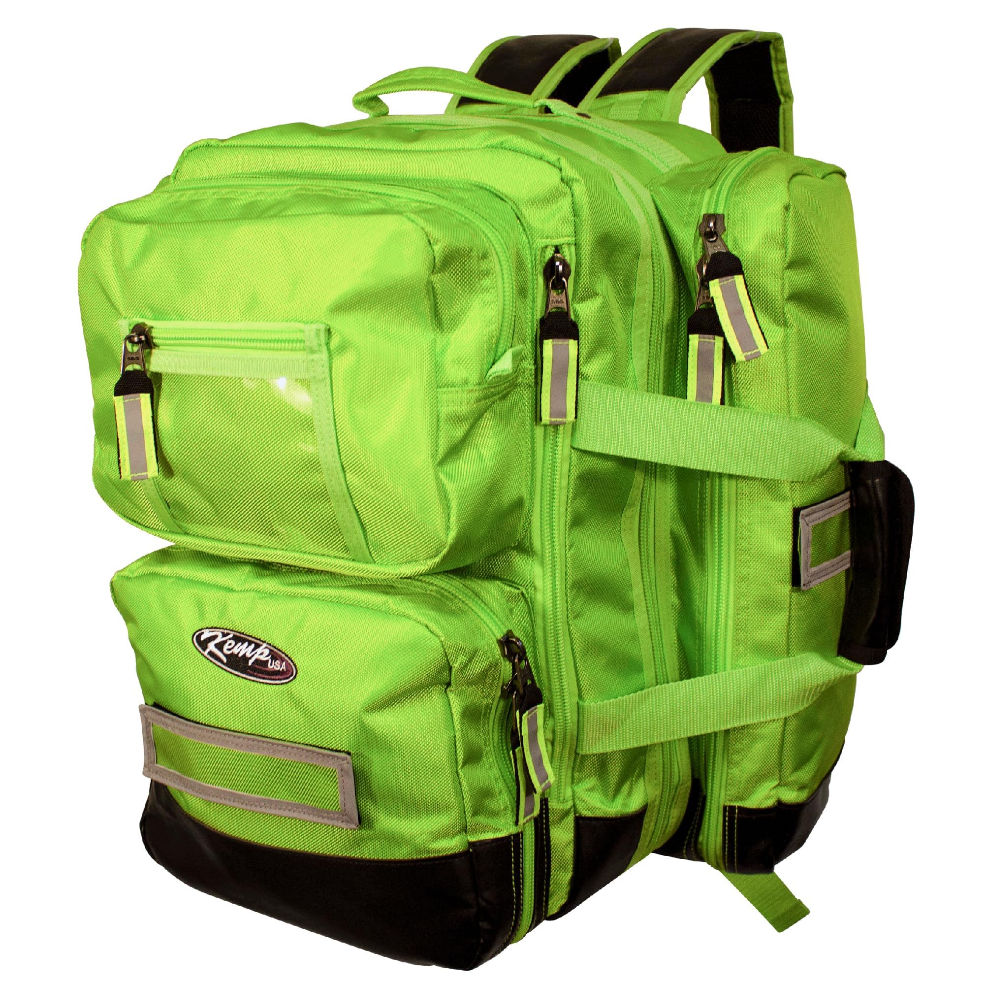 Kemp USA Ultimate EMS Backpack EMT Emergency Medical Bag Fits BLS ALS Gear and D Tank Oxygen Cylinder 1680D Nylon Multiple Grab 