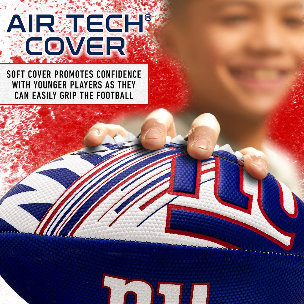 Franklin Sports Nfl New York Giants Football - Youth Mini Football - 8.5'' Junior Size Ball - Spacelace Easy Grip Texture- Perfe