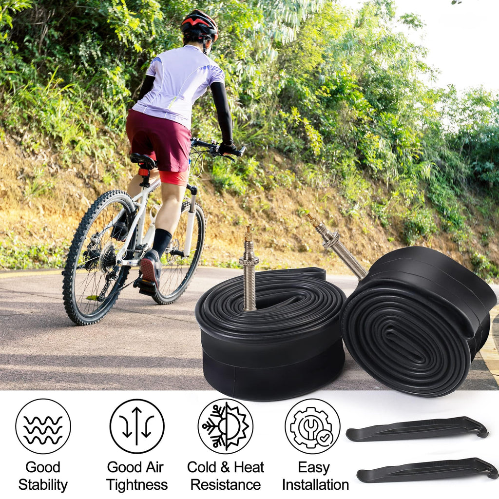 Lotfancy 28 700X23/25C Tube 60Mm Presta Valve (2 Pack), 700X25C 700X23C Tube For Road Bike, 2 Nylon Plastic Tire Levers Included