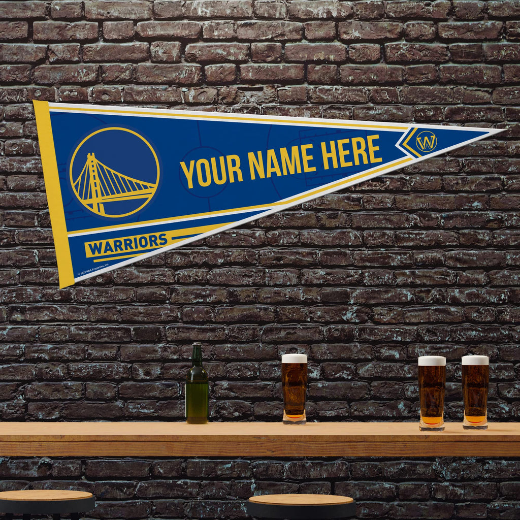 Rico Industries Nba Basketball Golden State Warriors Personalized - Custom 12'' X 30'' Soft Felt Pennant - Ez To Hang