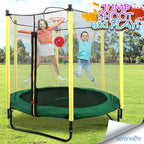 SereneLife 5FT Outdoor & Indoor Trampoline for Kids - Durable Mini Toddler Trampoline with Net Enclosure & Basketball Hoop - Sup