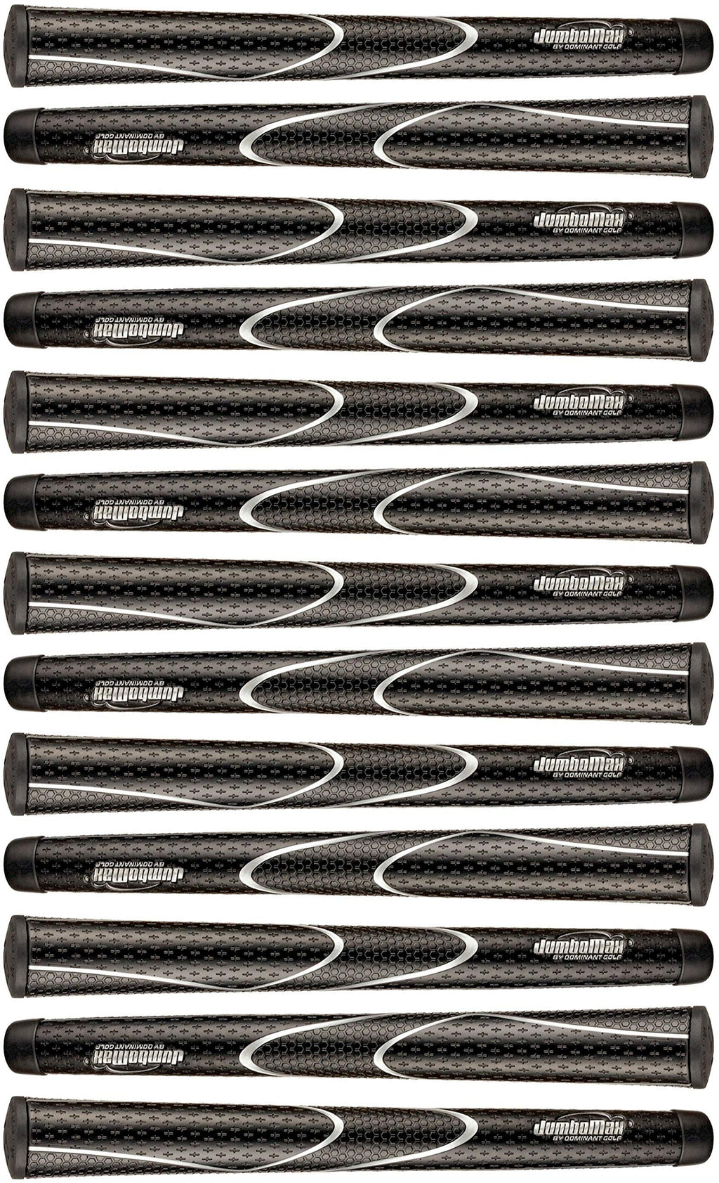 Jumbomax Set Of 13 Tour Series Golf Grips - Black With Silver Trim X-Large/Xl (+ 3/8'')