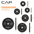 CAP Barbell 285 LB Classic Olympic 2-Inch Cast Iron Weight Plate Set | Black