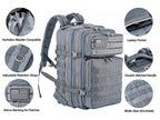 Lhi Military Tactical Backpack For Men And Women 45L Army 3 Days Assault Pack Bag Large Rucksack With Molle System - Grey