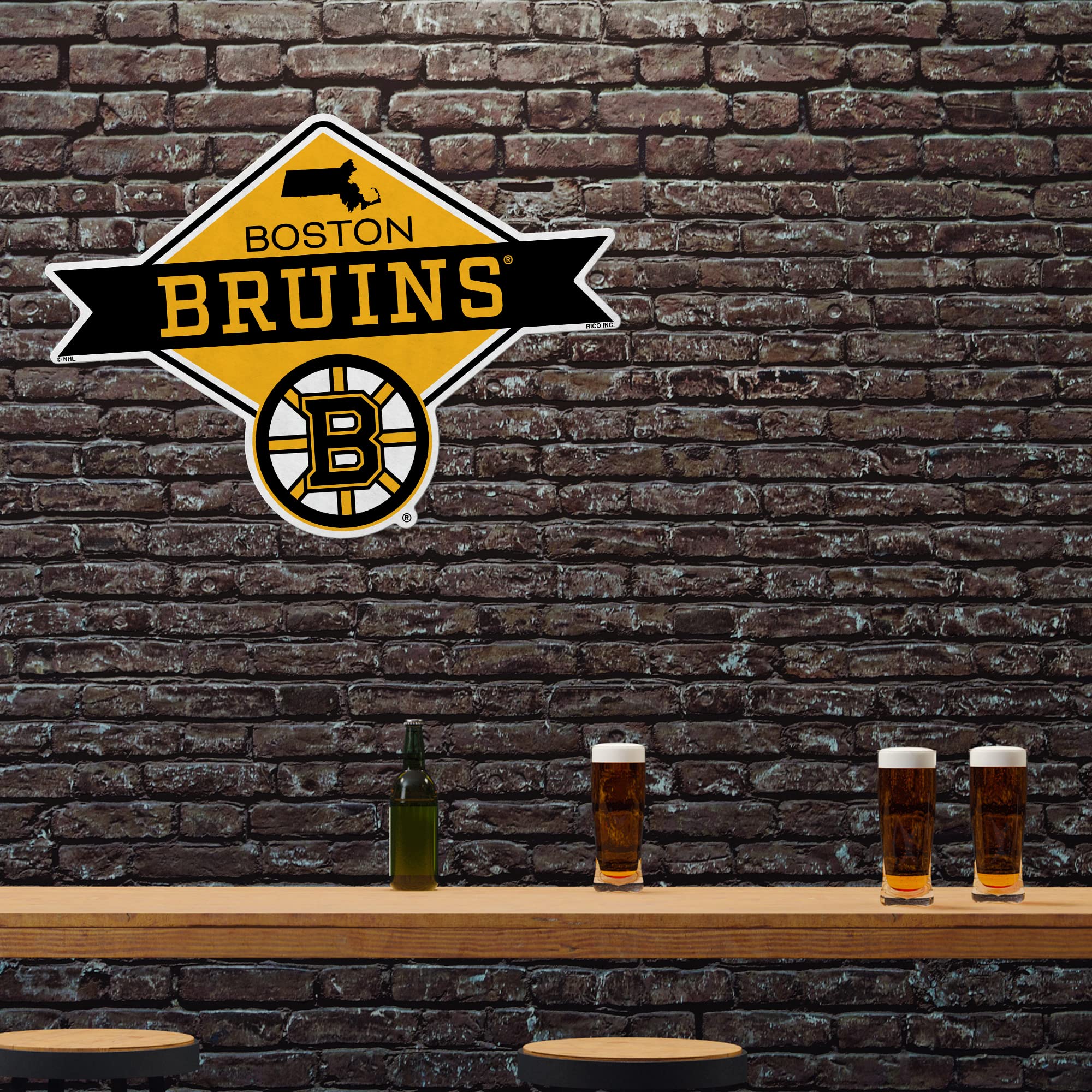 Rico Industries Nhl Boston Bruins Diamond Shape Cut Pennant - Home And Living Room D  Cor - Soft Felt Ez To Hang