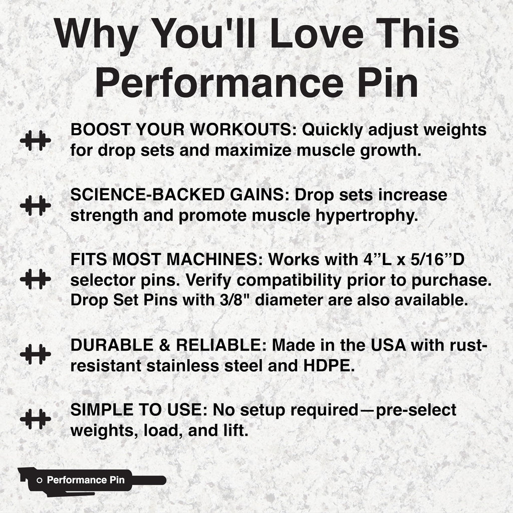 Performance Pin The Original Drop Set Pins For Gym | One More Rep With Weight Stack Pins | Instant Transition To Lower Weights F