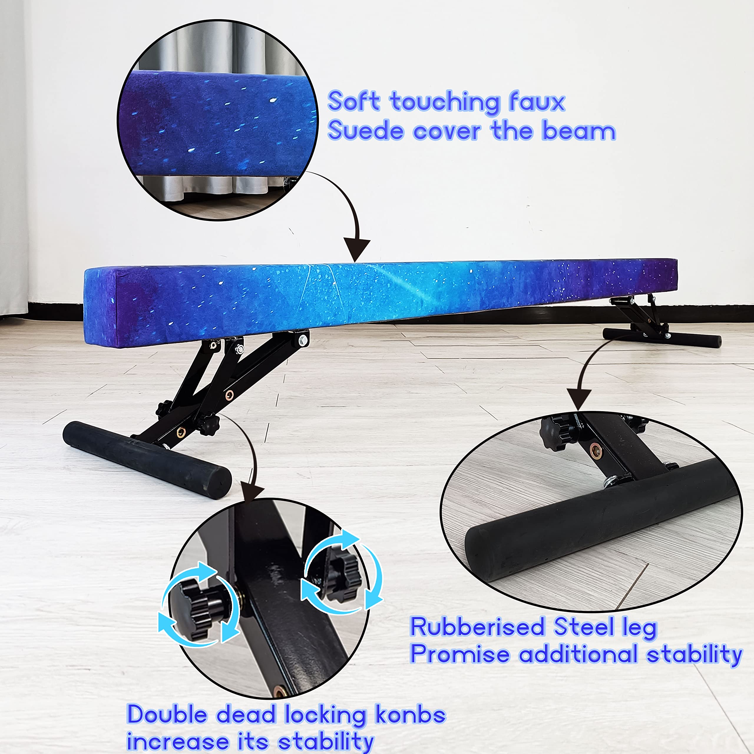 Seliyoo Adjustable Balance Beam For Kids - 8Ft Gymnasitcs Beam - High And Lower Floor Beam For Gymnastic Center Gymnastics Equip