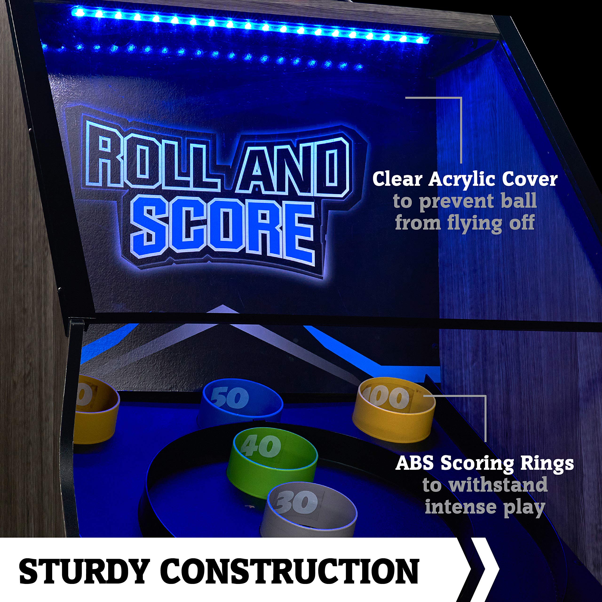 Hall of Games 108 Roll and Score with LED Lights and Electronic Scorer, Brown/Black,9 Foot