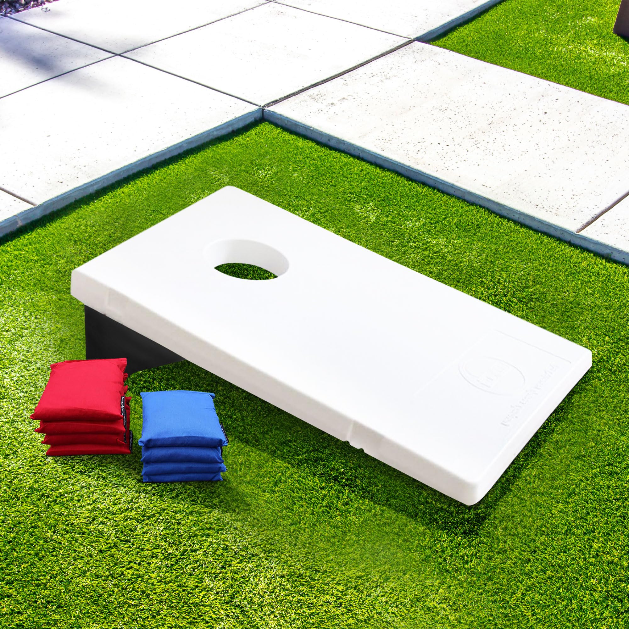 Driveway Games All Weather Ez Carry Portable Bean Bag Cornhole Game Set For Indoor And Outdoor Use With 2 Target Boards And 8 Be