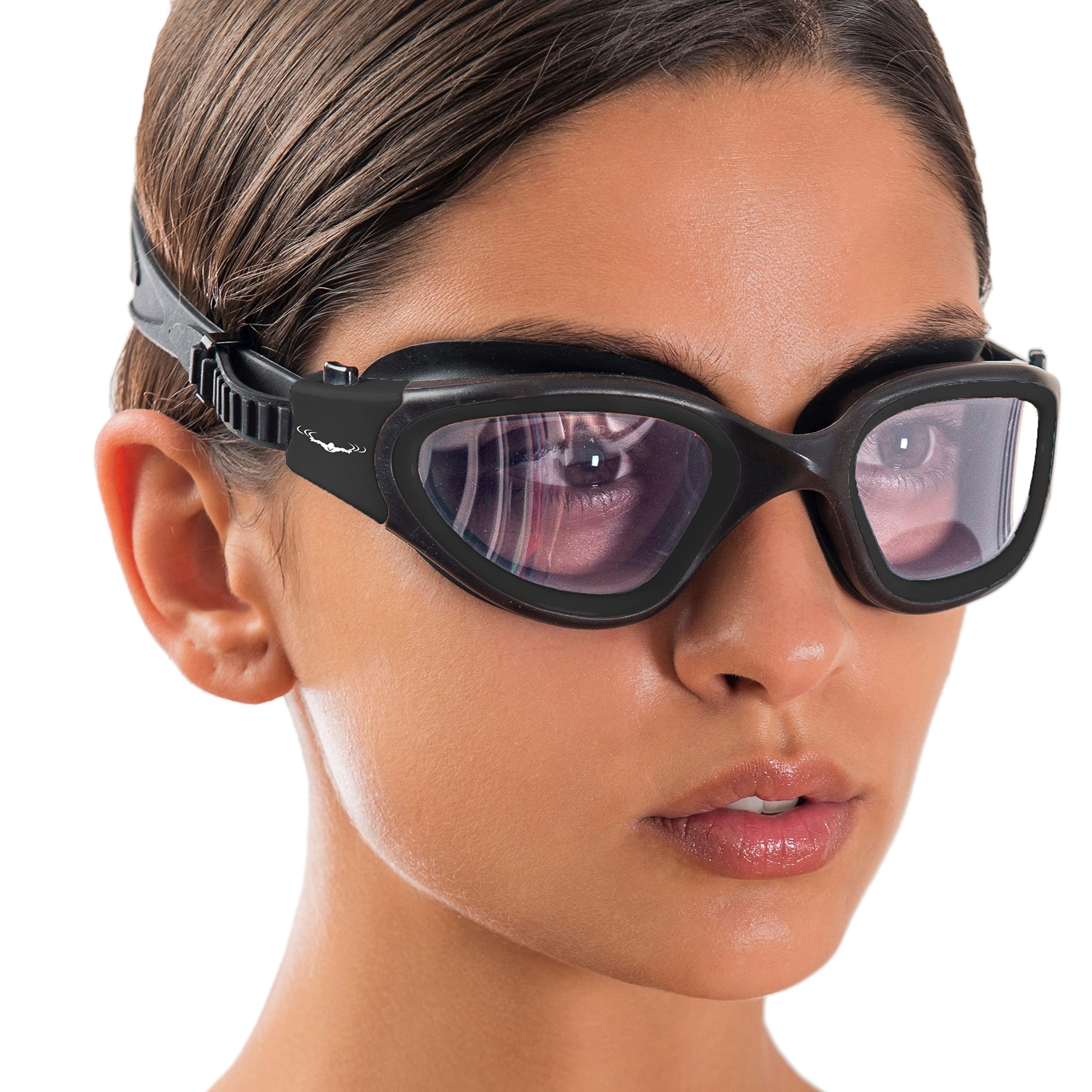 Aqtivaqua Swimming Goggles Swim Goggles For Adults Men Women Kids Youth Girls Boys Children Dx (Clear-Lenses All Black-Frame)