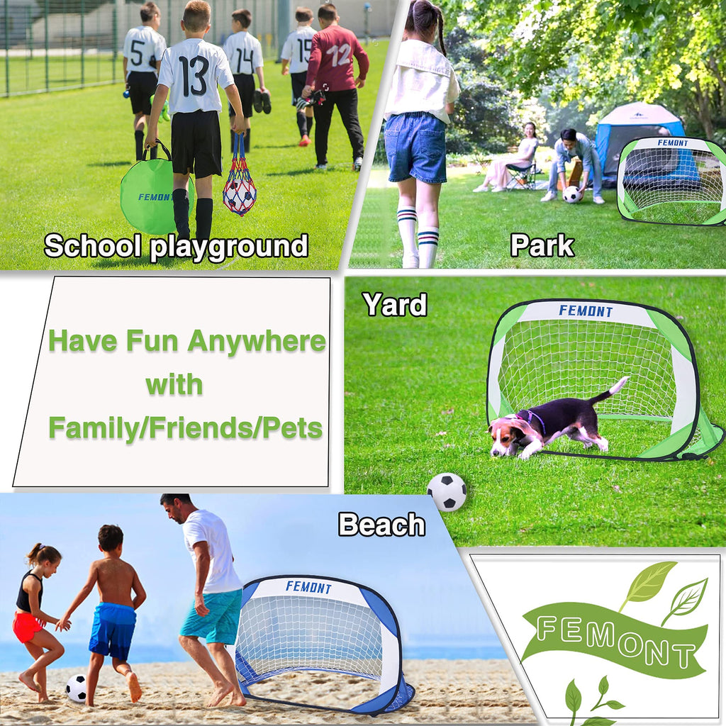 Femont Soccer Goals Set For Backyard, 4X2.5Ft Portable Pop Up Soccer Nets With Carrying Bag For Indoor Outdoor Games Practice Tr