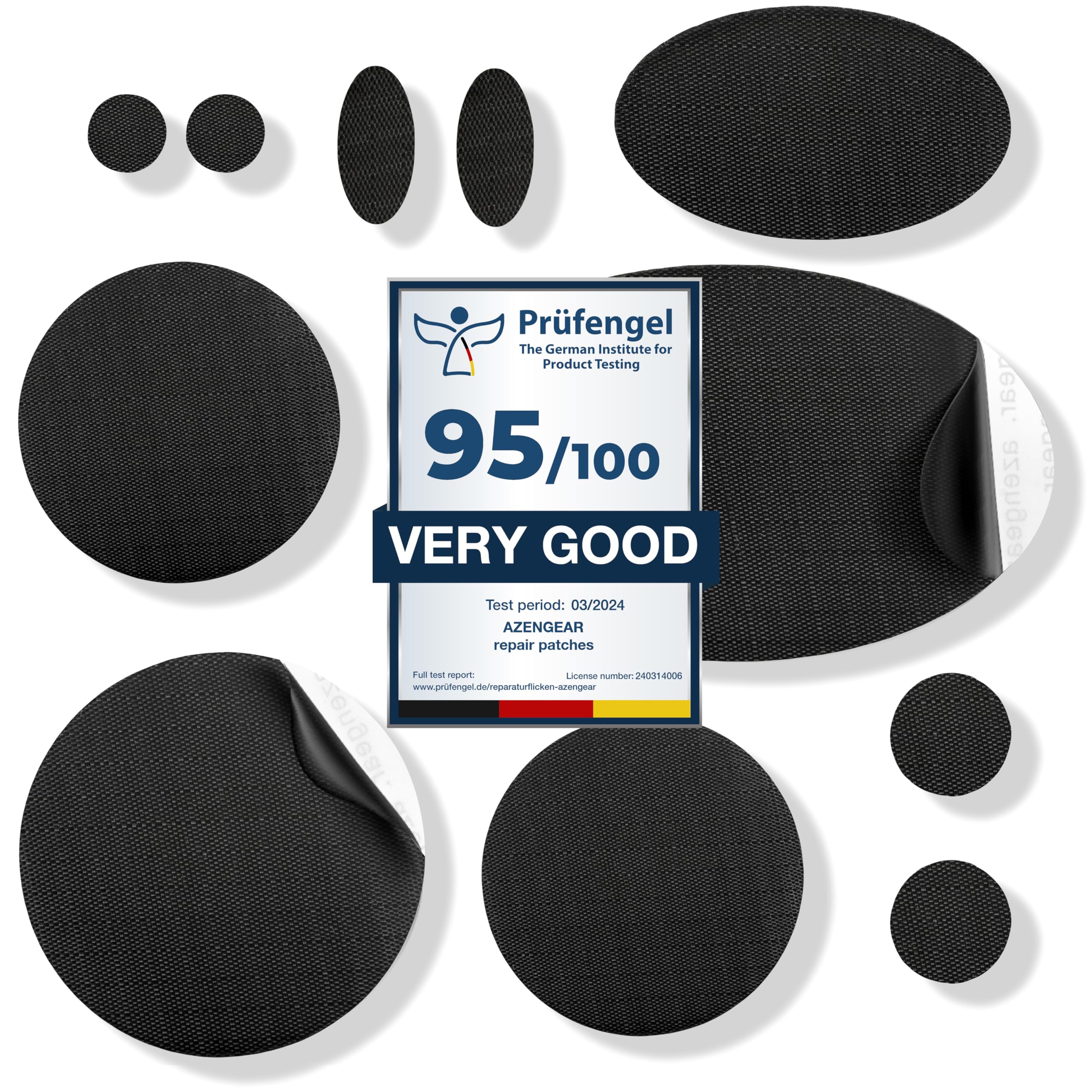 Azengear Down Jacket Repair Patches  Pre-Cut, Self-Adhesive, Soft, Waterproof, Tear-Resistant Rip-Stop Nylon Fabric To Fix Holes