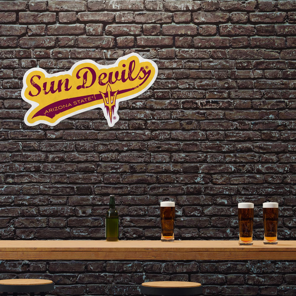 Rico Industries Ncaa Arizona State Sun Devils - Asu Distressed Shape Cut Pennant - Home And Living Room D  Cor - Soft Felt Ez To