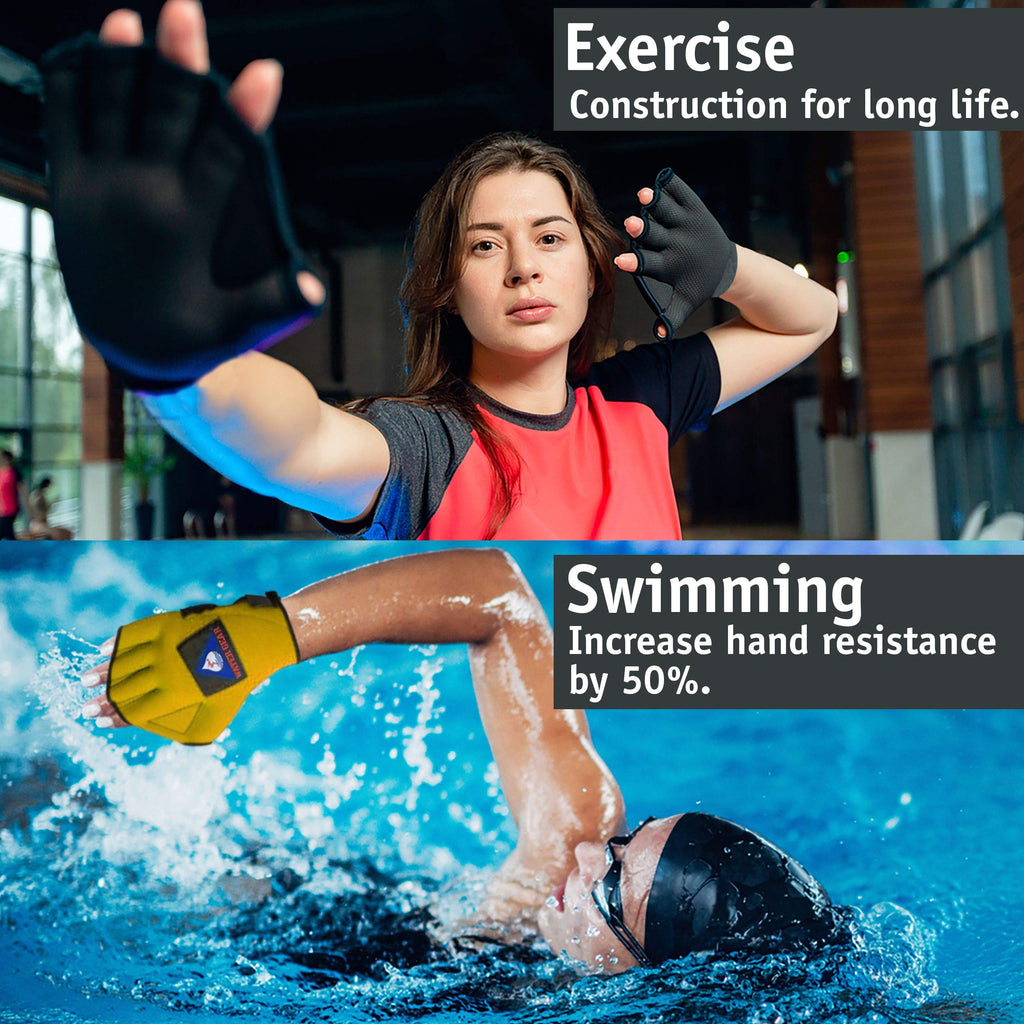 Water Gear Neoprene Fingerless Force Gloves - Aqua Fitness Gloves - Great For Workouts And Diving - Designed With Enhanced Grip