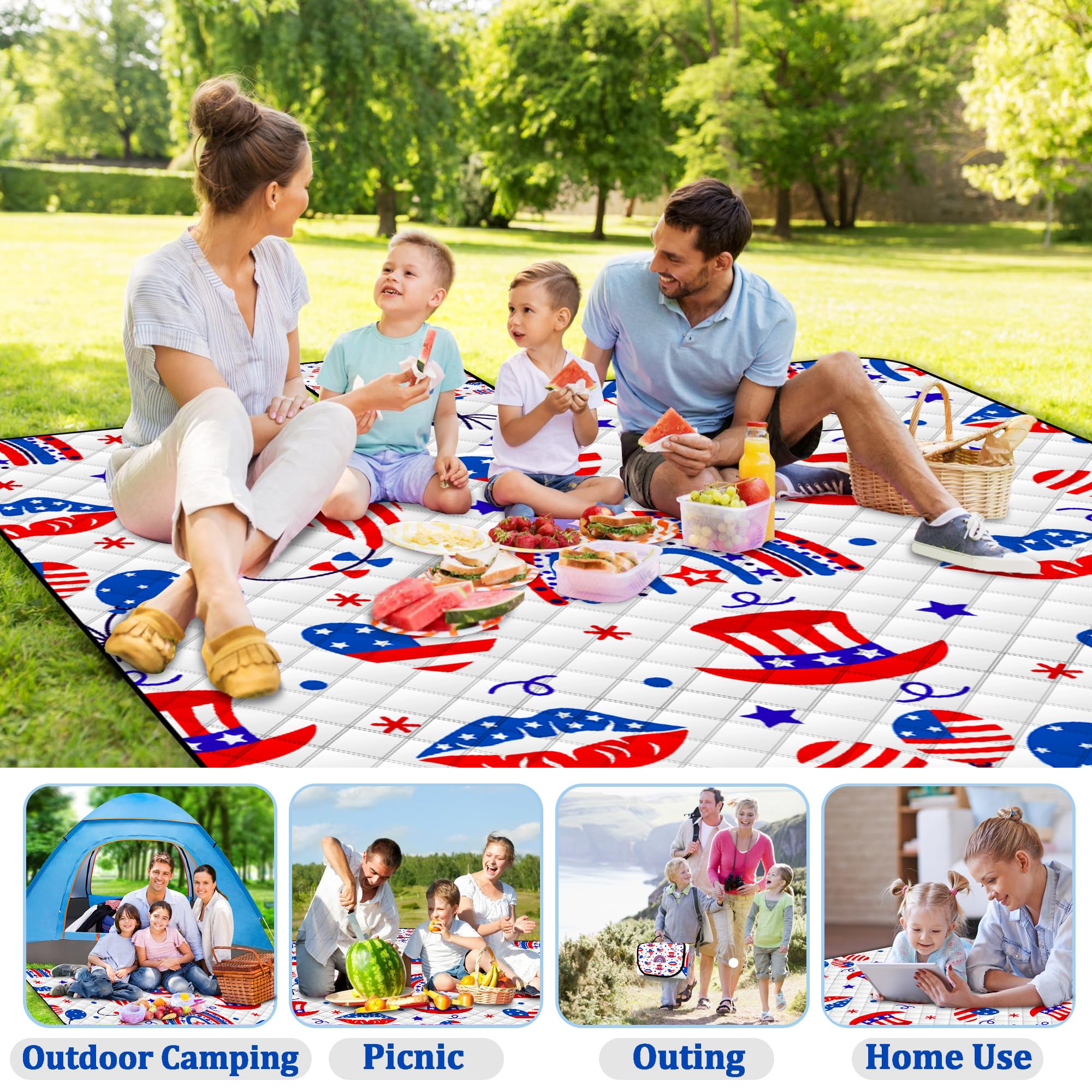Extra Large Picnic Blanket Waterproof,80X 80Foldable Machine Washable Beach Blanket,Outdoor Blanket For 6-8 Adults,Suitable For