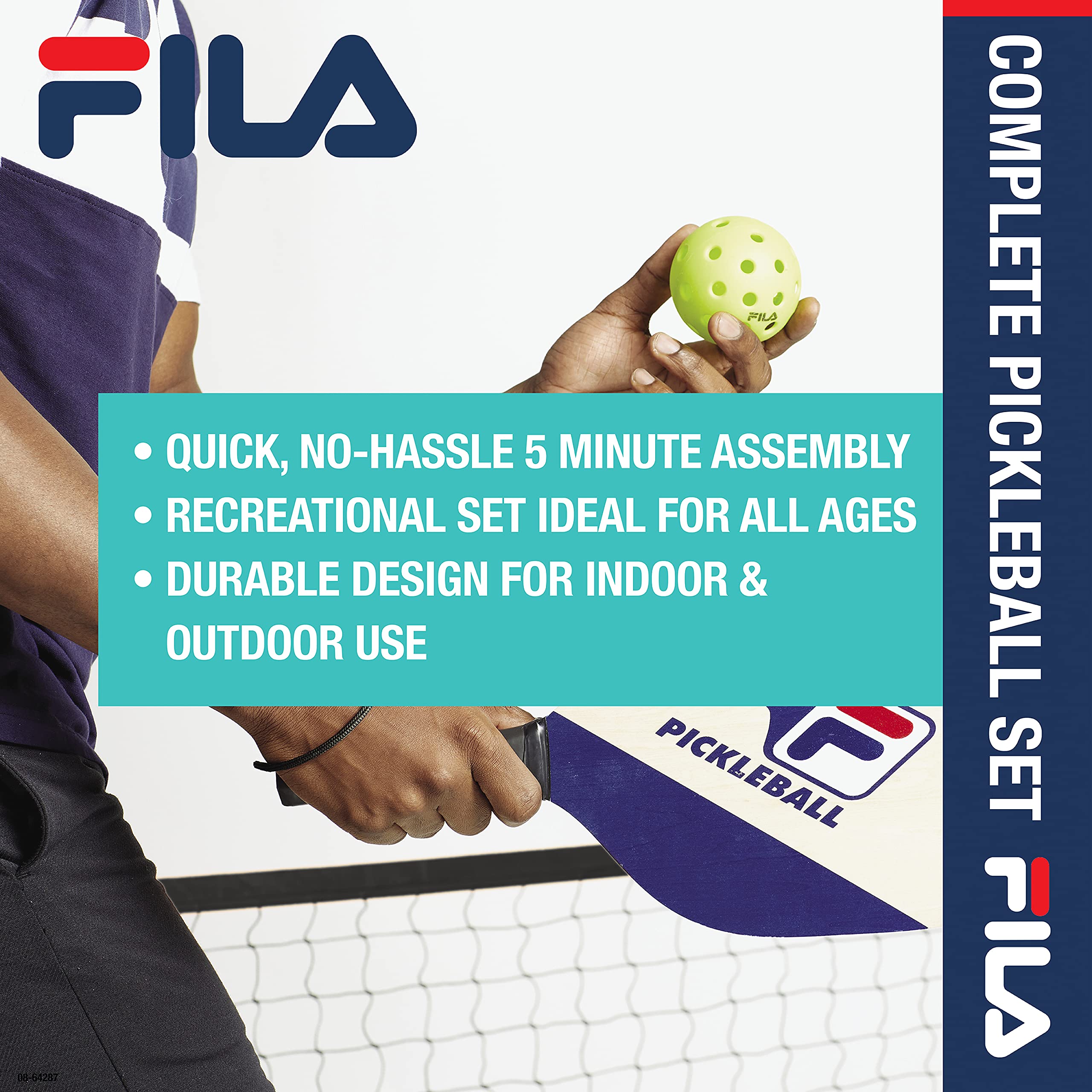Fila Accessories Pickleball Net Set - Includes Pickleball Paddles Set Of 4 With Regulation Size 4 Outdoor Balls & 10Ft All Weath