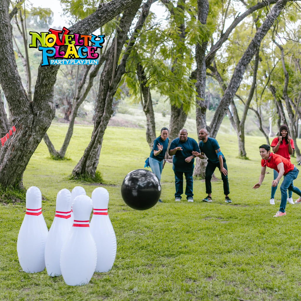 Novelty Place Giant Inflatable Bowling Set For Kids & Adults, One 14 Inches Ball With Six 22 Inches Pins