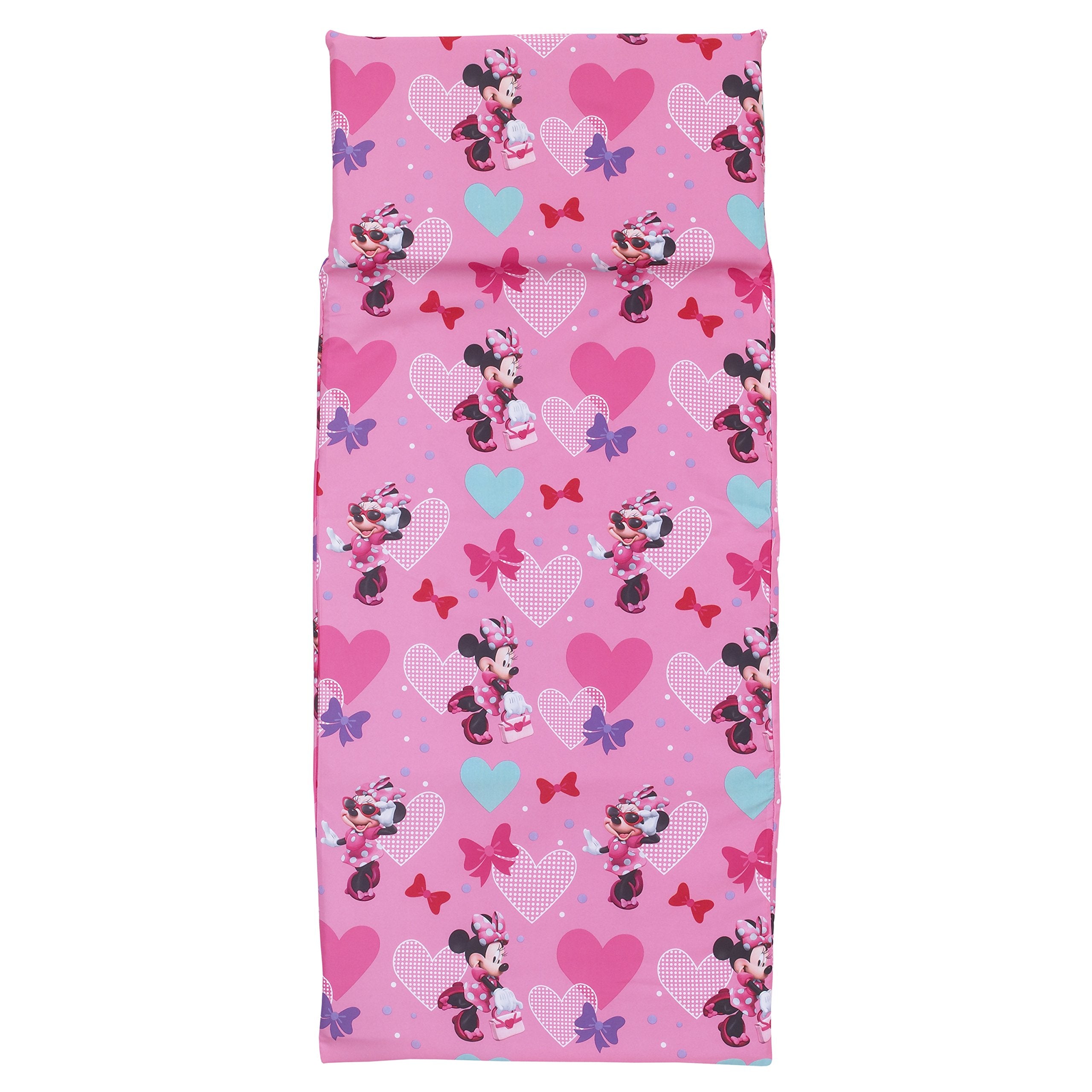 Disney Minnie Mouse Bows and Hearts Super Soft Preschool Nap Pad Sheet, Pink, 19 x 44, 1 Count (Pack of 1)
