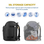 Unigear Ski Boot Bag, 50L Ski Boot Travel Backpack For Ski Helmet, Goggles, Gloves, Skis, Snowboard & Accessories (Black)