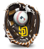 Franklin Sports Mlb Youth Teeball Glove + Foam Ball Set - Kids San Diego Padres Baseball + Teeball Mitt And Ball - Perfect First