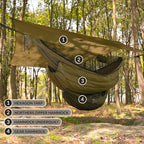 Onewind 11Ft Zipper Hammock With Mosquito Net For Camping, Portable Double-Layer Northers Hammock With Adjustable Ridgeline For