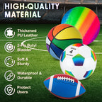 Deekin 4 Pcs Sport Balls Set For Kids Teens, Include Official Size 5 Basketball 4 Soccer 6 Football Playground Ball And Pump Spo