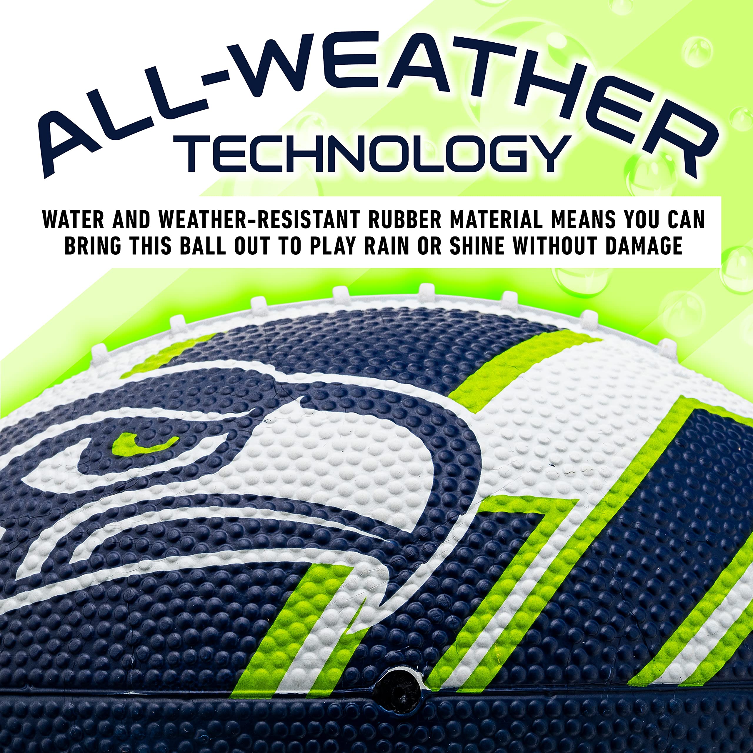 Franklin Sports Nfl Seattle Seahawks Football - Youth Football - Mini 8.5'' Rubber Football - Perfect For Kids - Team Logos And