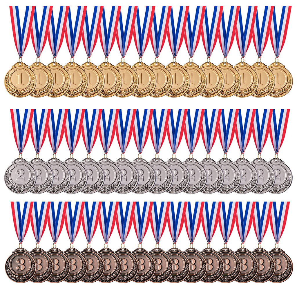 Favide 48 Pieces Gold Silver Bronze Award Medals-Winner Medals Gold Silver Bronze Prizes For Competitions, Party,Olympic Style, 