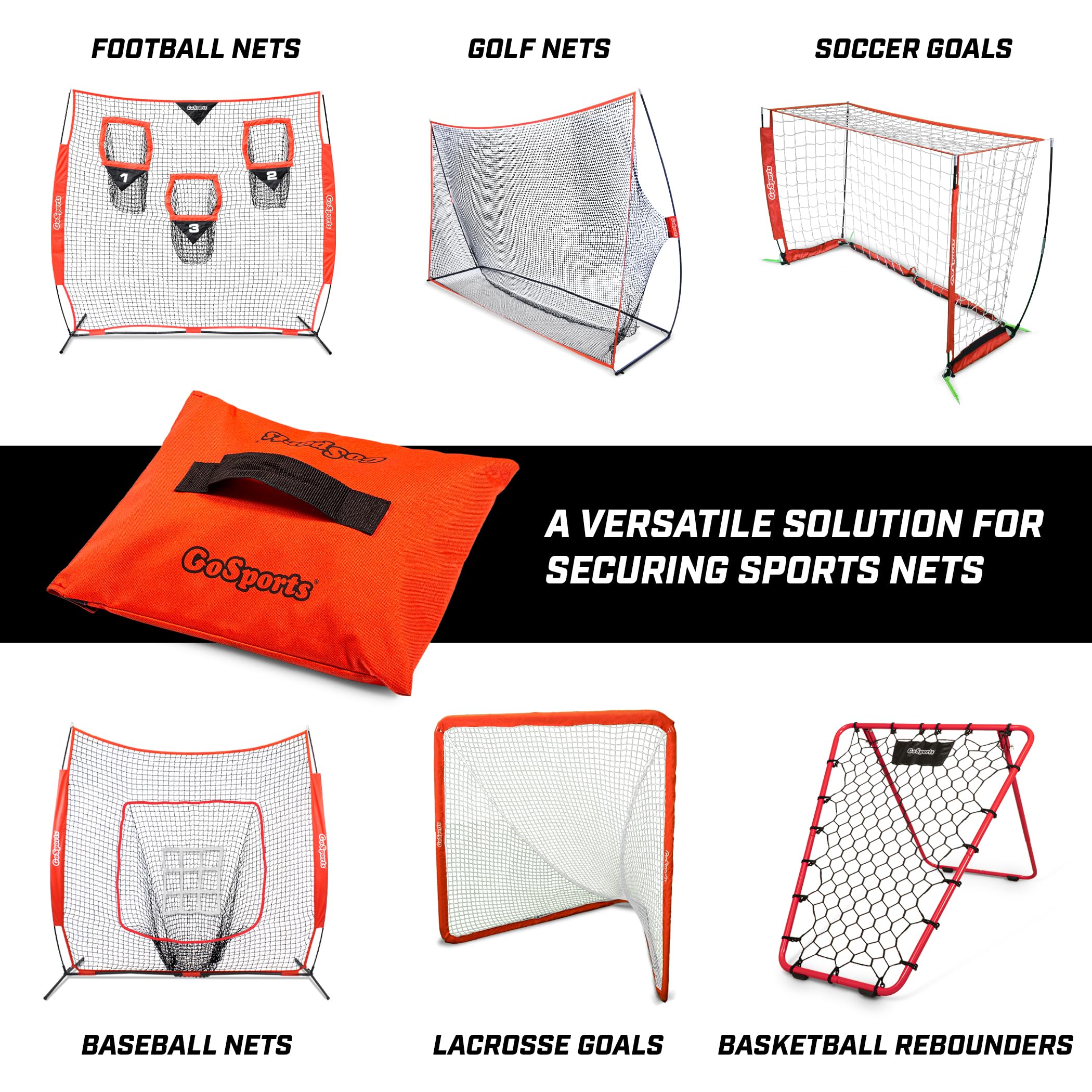 Gosports Sports Net Sandbags Set Of 4 Weighted Anchors For Baseball Nets, Soccer Goals, Golf Nets, Football Nets, Hockey Nets An