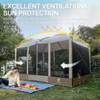 Ever Advanced Magnetic Screen House Room 11X9Ft, Hands-Free Entry,Screenhouse With Sun Protection For Camping&Picnic, 11X9Ftcamp