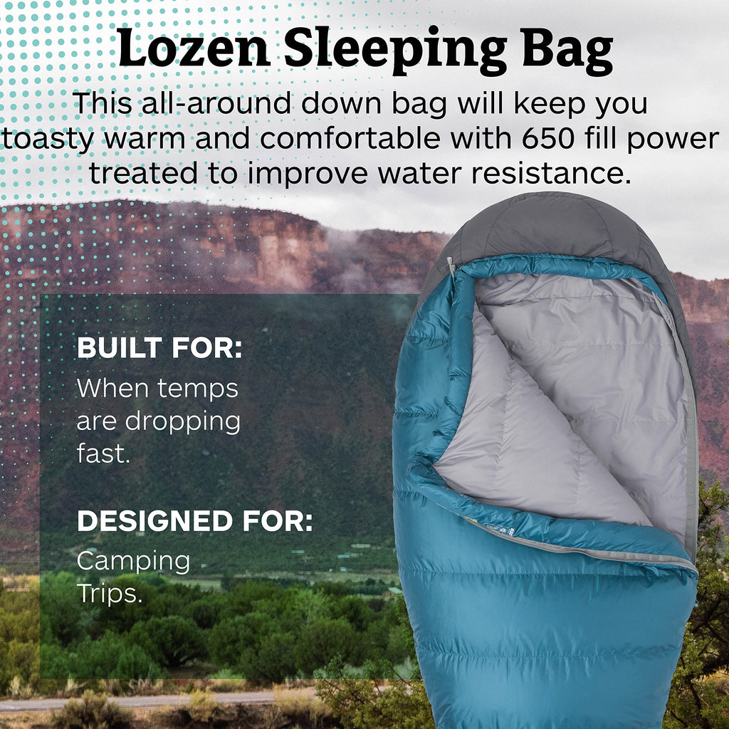 Marmot Women? Lozen Long Mummy Sleeping Bag  Down-Filled, Lightweight, 30-Degree Rating, Late Night/Steel Onyx, Regular