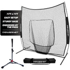 Powernet Baseball Softball Practice Net 7X7 With Travel Tee  Practice Hitting, Pitching, Batting, Fielding  Portable Backstop (B