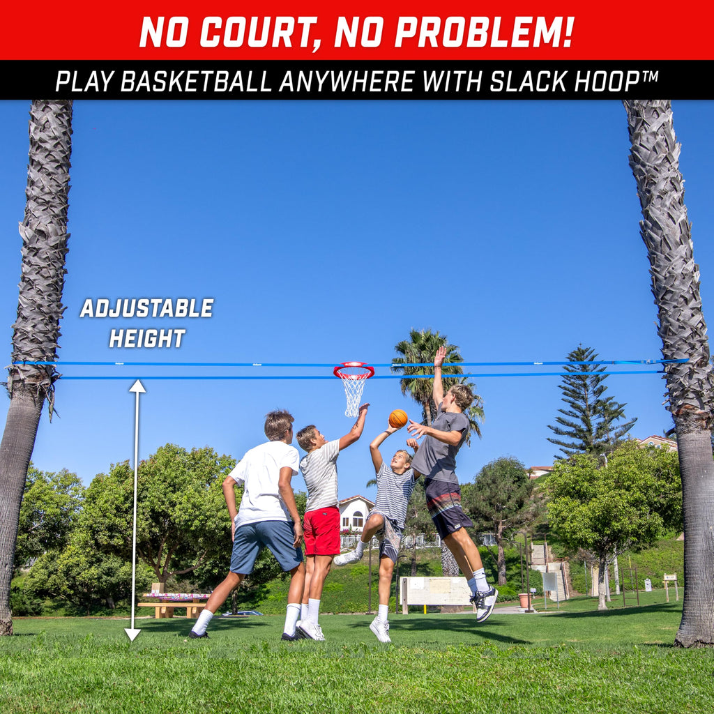 GoSports Slack Hoop Portable Basketball Game for Kids & Teens - Adjustable Height Outdoor Lawn, Beach, & Yard Game - Basketball