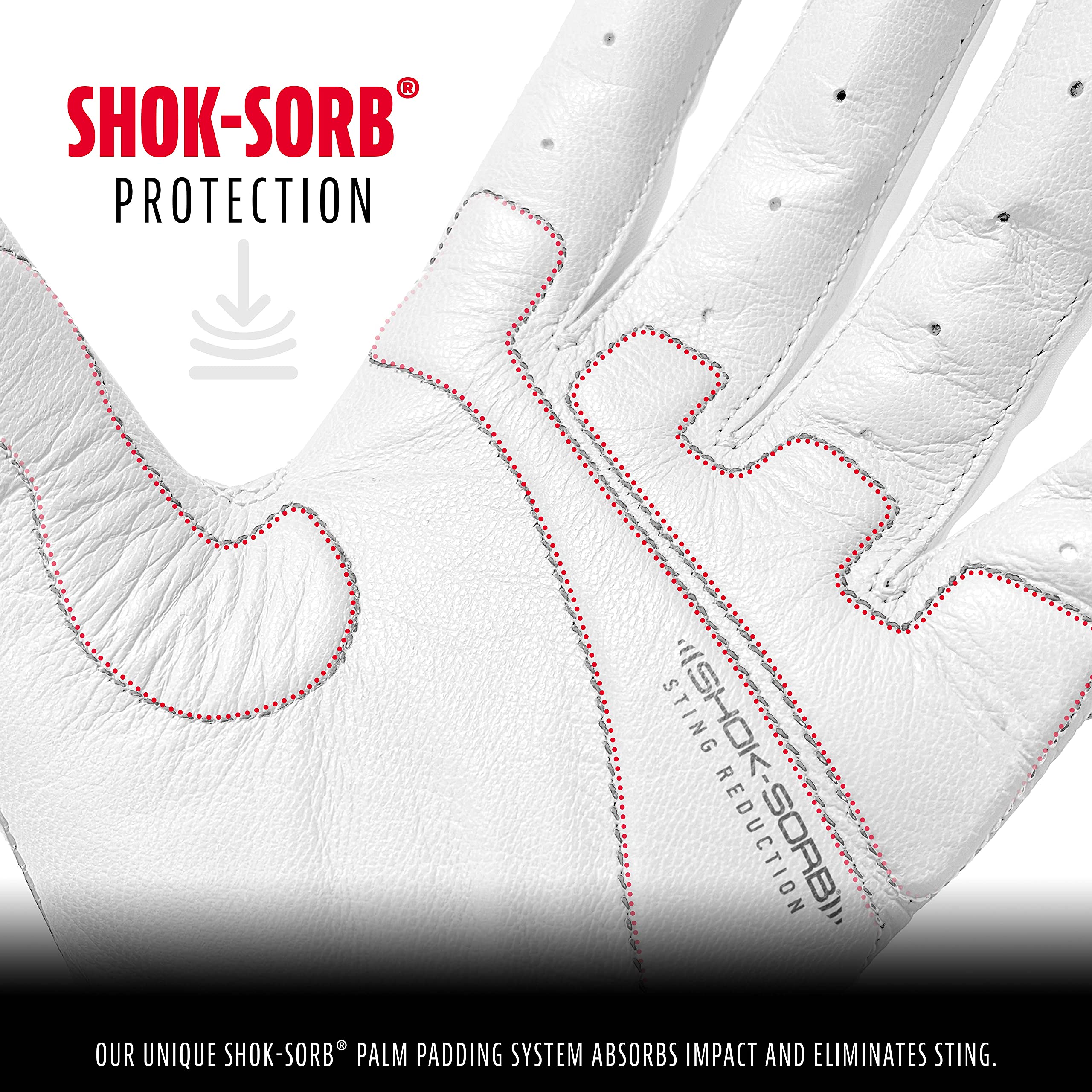 Franklin Sports Youth Mlb Shok-Sorb X Batting Gloves, Youth Small, Pair, White/Chrome