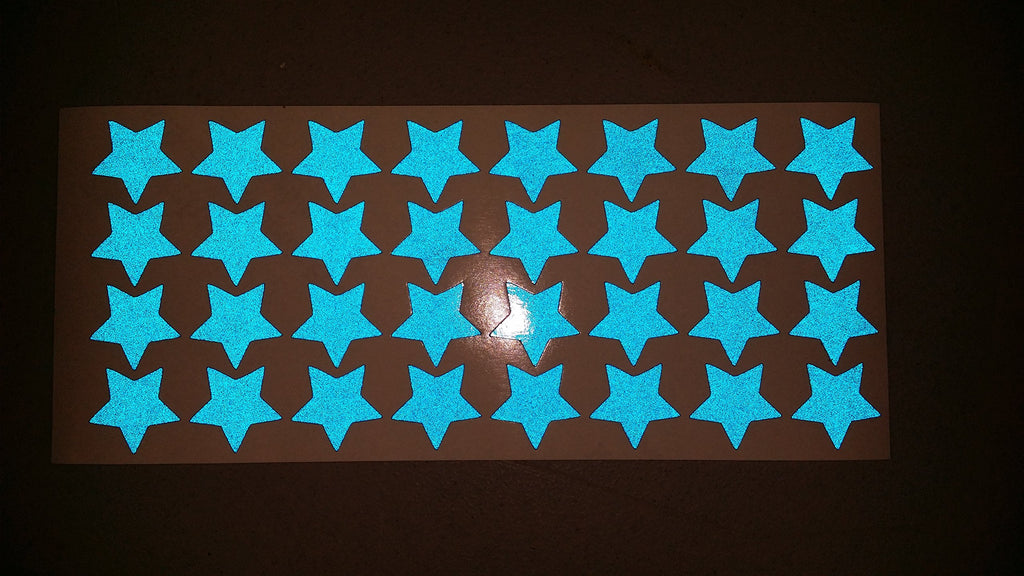 Litemark Reflective Blue 1 Inch Stars Sticker Decals For Helmets, Bicycles, Strollers, Wheelchairs And More - Pack Of 36
