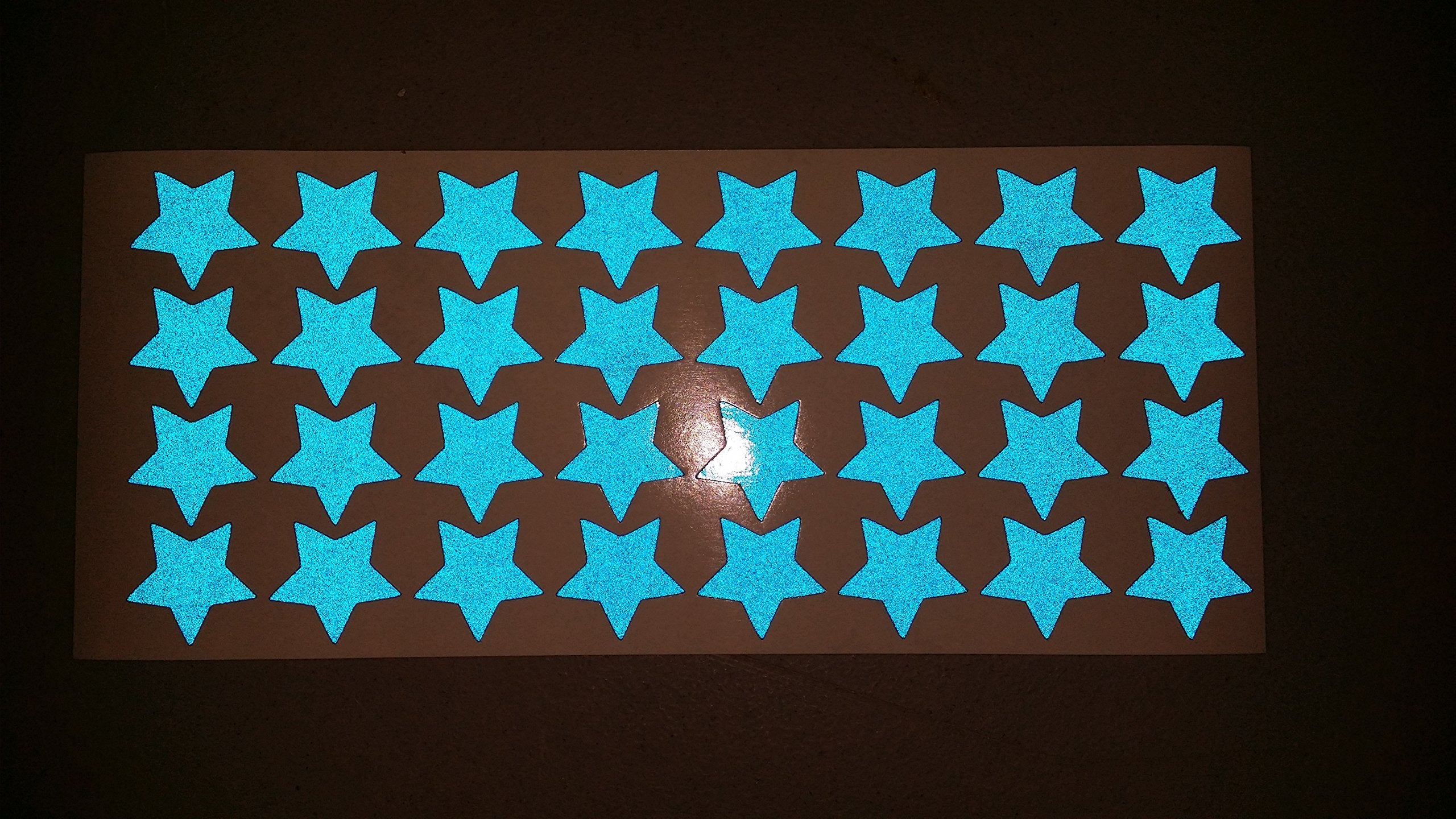 Litemark Reflective Blue 1 Inch Stars Sticker Decals For Helmets, Bicycles, Strollers, Wheelchairs And More - Pack Of 36