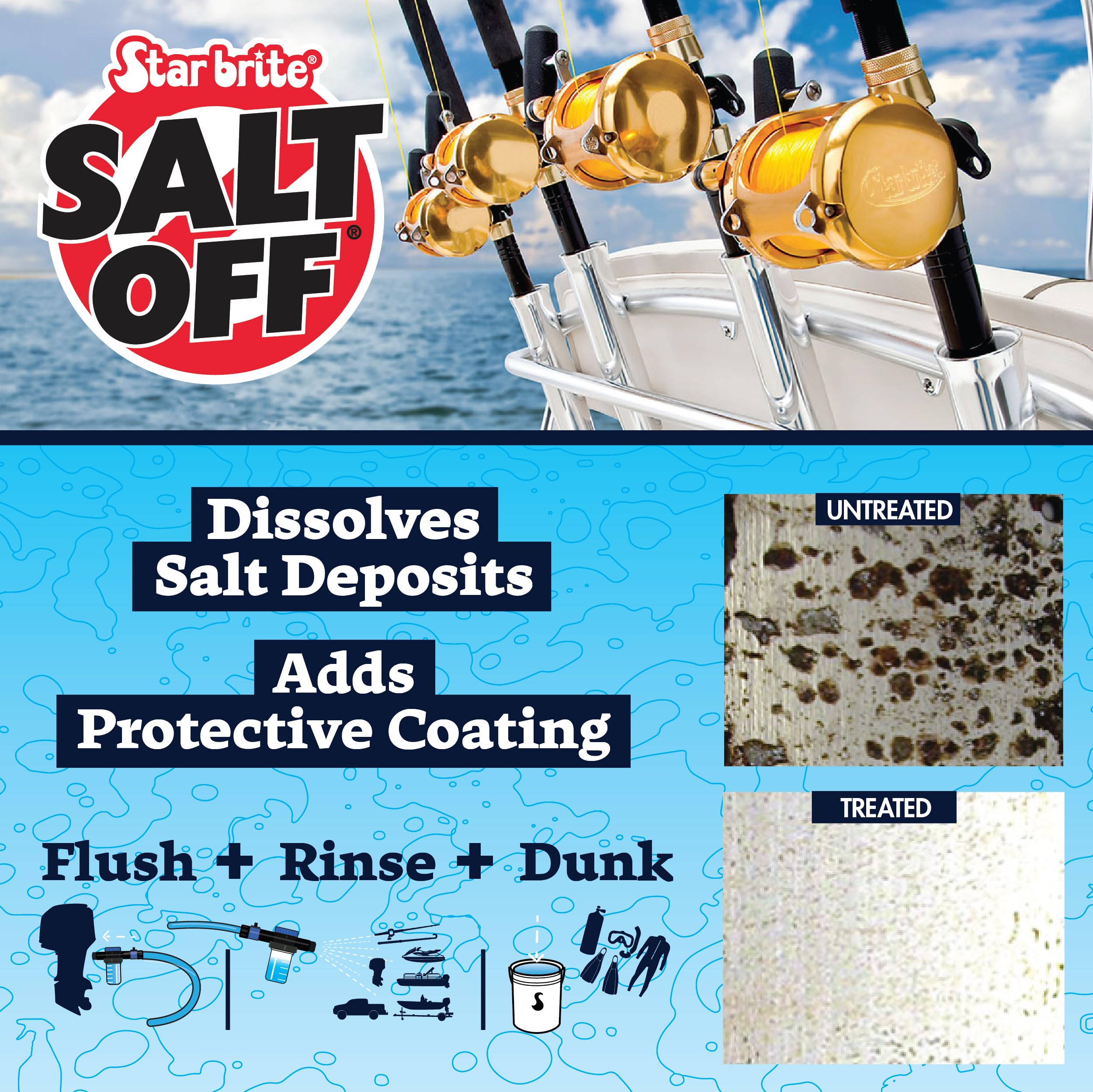 Star Brite Salt Off Concentrate Kit - Ultimate Boat Salt Remover & Marine Engine Flush - 32 Oz. With Applicator - Perfect For Ou