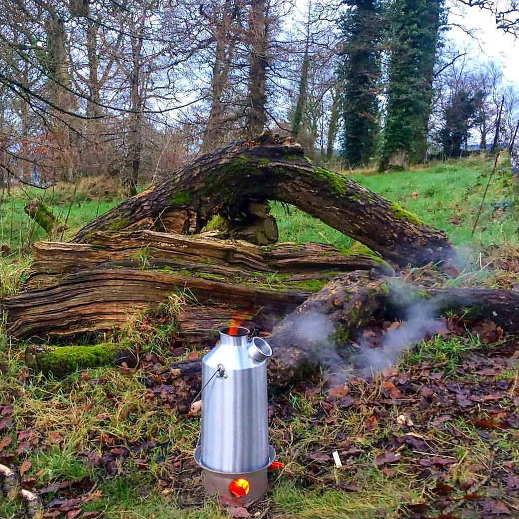 'Base Camp' Kelly Kettle 54Fl.Oz | Stainless Steel | Whistles When Boiled | Kettle & Camp Stove In One | Ultra-Fast | Wood Fuell