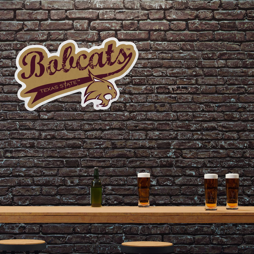Rico Industries Ncaa Texas State Bobcats Distressed Shape Cut Pennant - Home And Living Room D  Cor - Soft Felt Ez To Hang