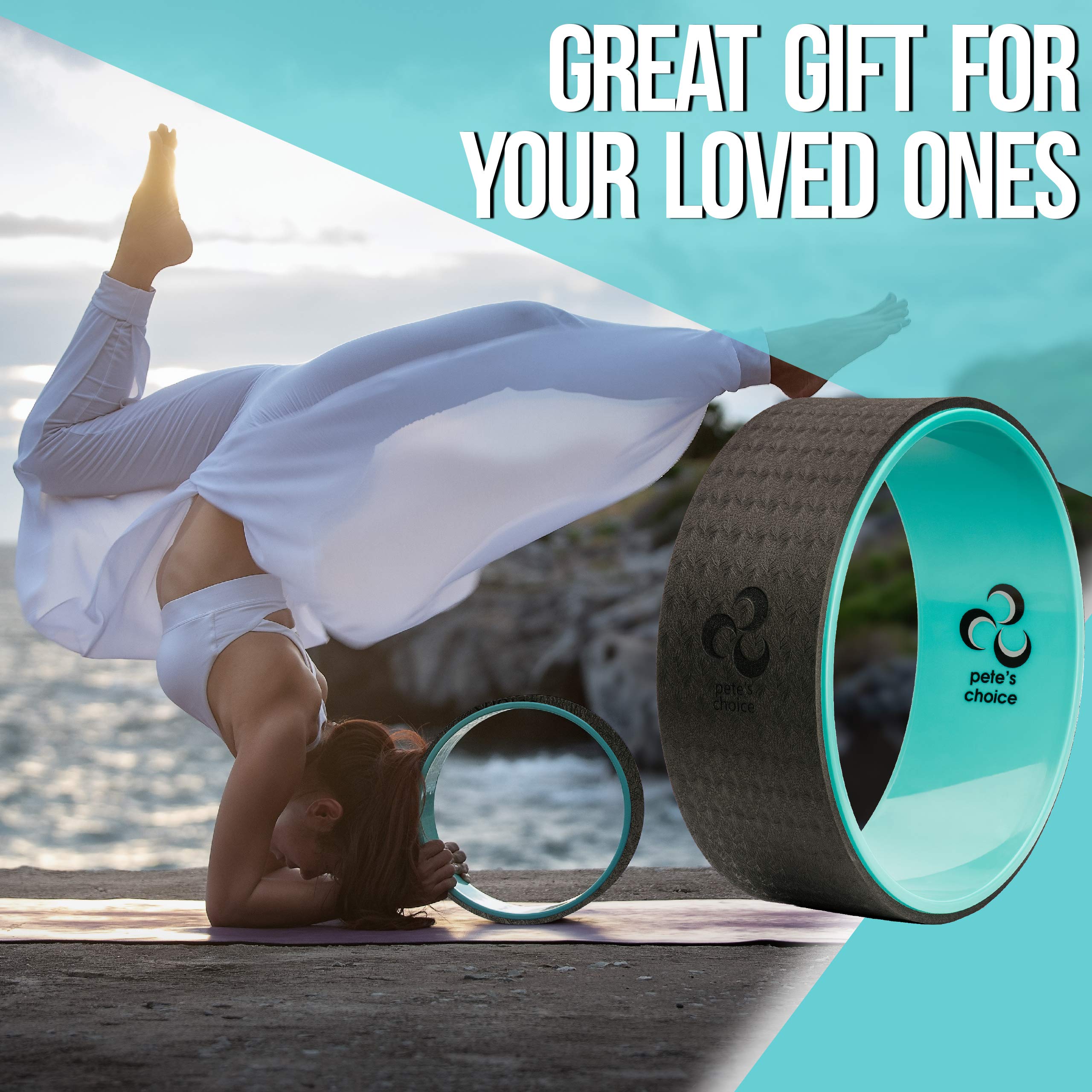 Yoga Wheel With Ebook & Yoga Strap - Comfortable & Durable Yoga Balance Accessory  Increase Flexibility  Ideal Home Yoga Kit I I