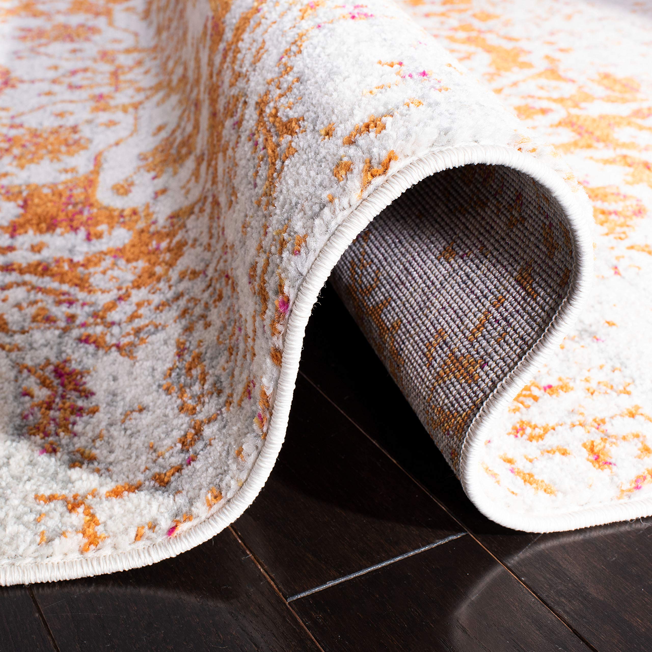 Safavieh Madison Collection 11 X 15 Orangeivory Mad603P Oriental Snowflake Medallion Distressed Non-Shedding Living Room Dining