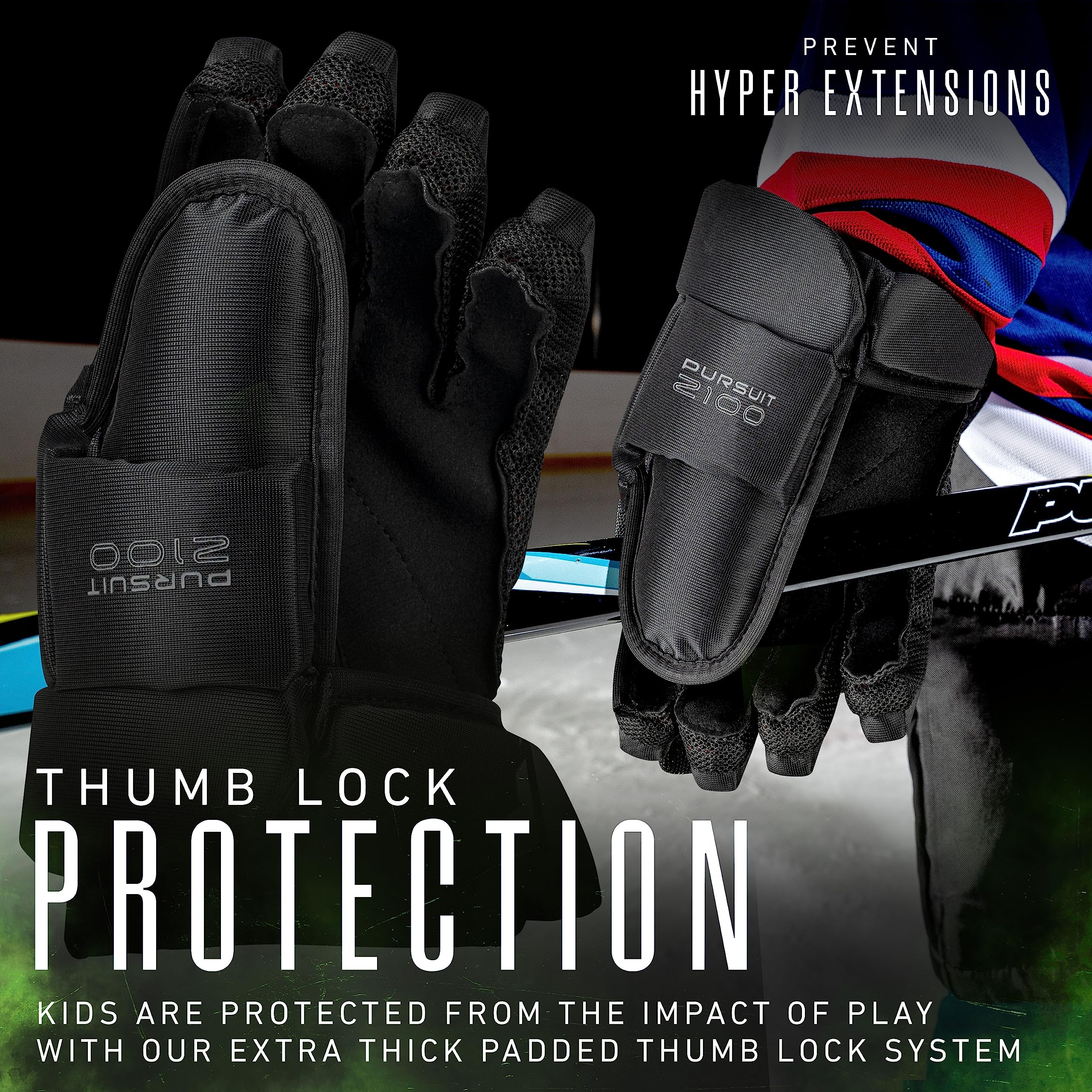 Franklin Sports Ice Hockey Gloves - 10'' Youth Gloves - Thumb Lock System - Flexible Full Motion Cuff - Perfect For Kids