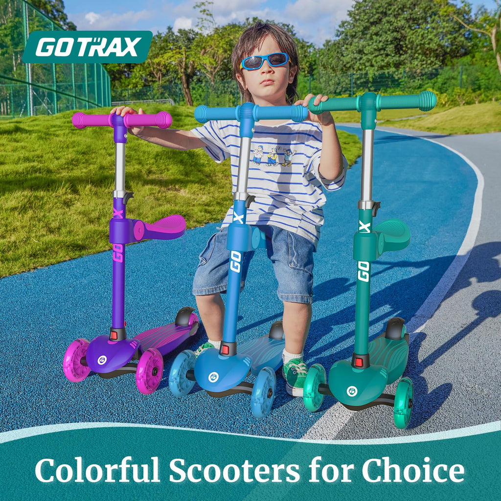 Gotrax KS3 Kids Kick Scooter, LED Lighted Wheels, Adjustable Handlebars and Removable Seat, Lean-to-Steer & Widen Anti-Slip Deck