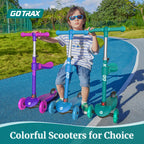 Gotrax KS3 Kids Kick Scooter, LED Lighted Wheels, Adjustable Height Handlebars and Removable Seat, Lean-to-Steer & Widen Anti-Sl