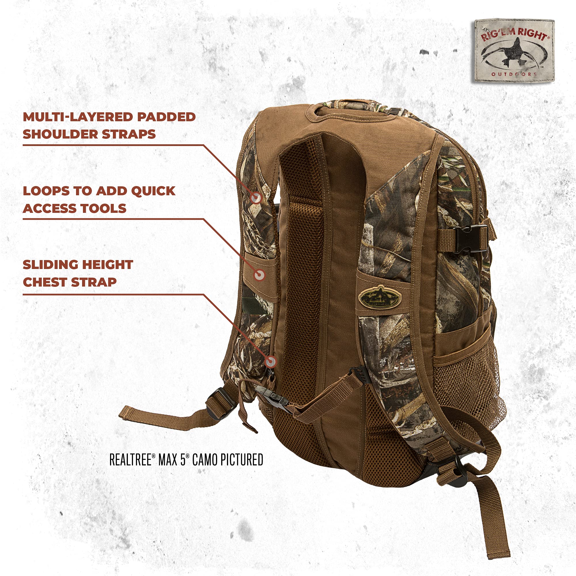Rig'Em Right Waterfowl Stump Jumper Duck Hunting Blind Backpack With Multi-Layered Padded Shoulder Straps And Back Support, Ammo