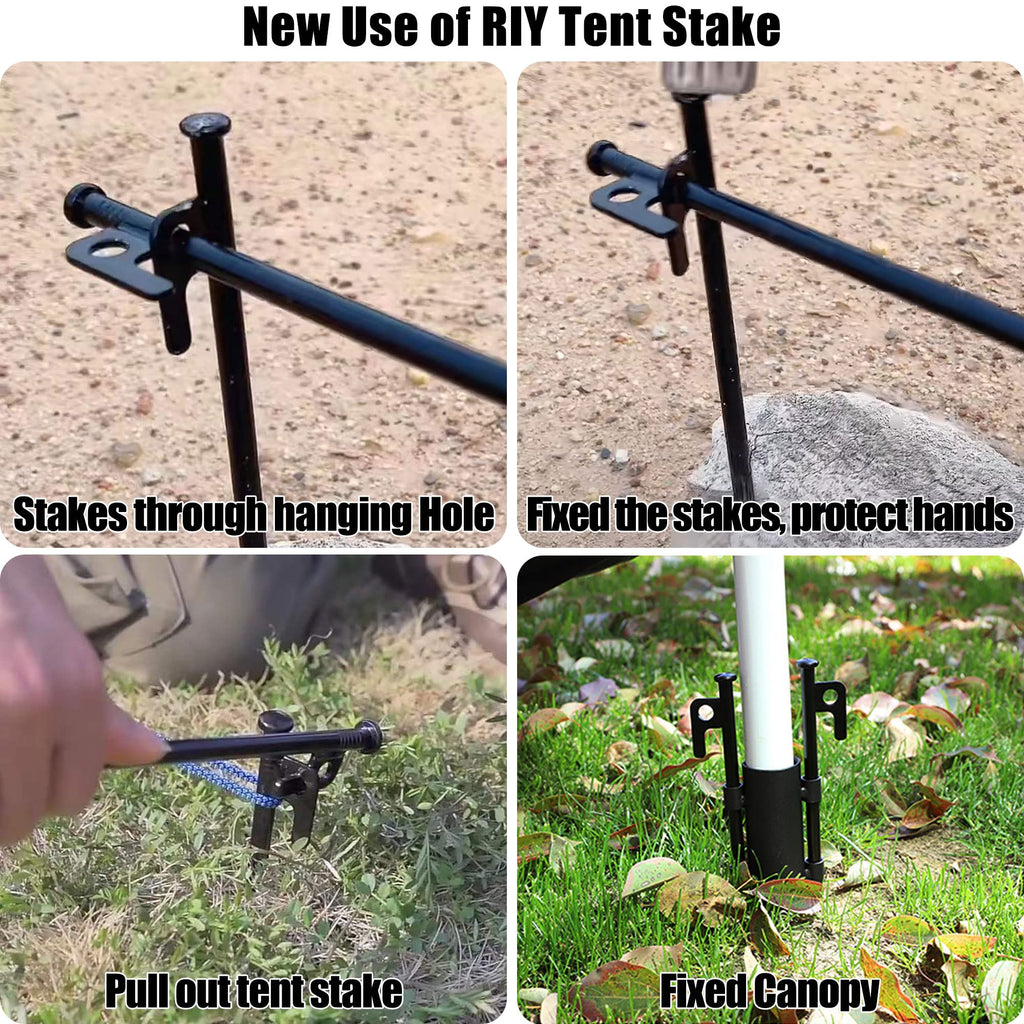 12 Pack Tent Stakes Heavy Duty Metal Tent Pegs For Camping Steel Tent Stakes 8 Inch Unbreakable And Inflexible