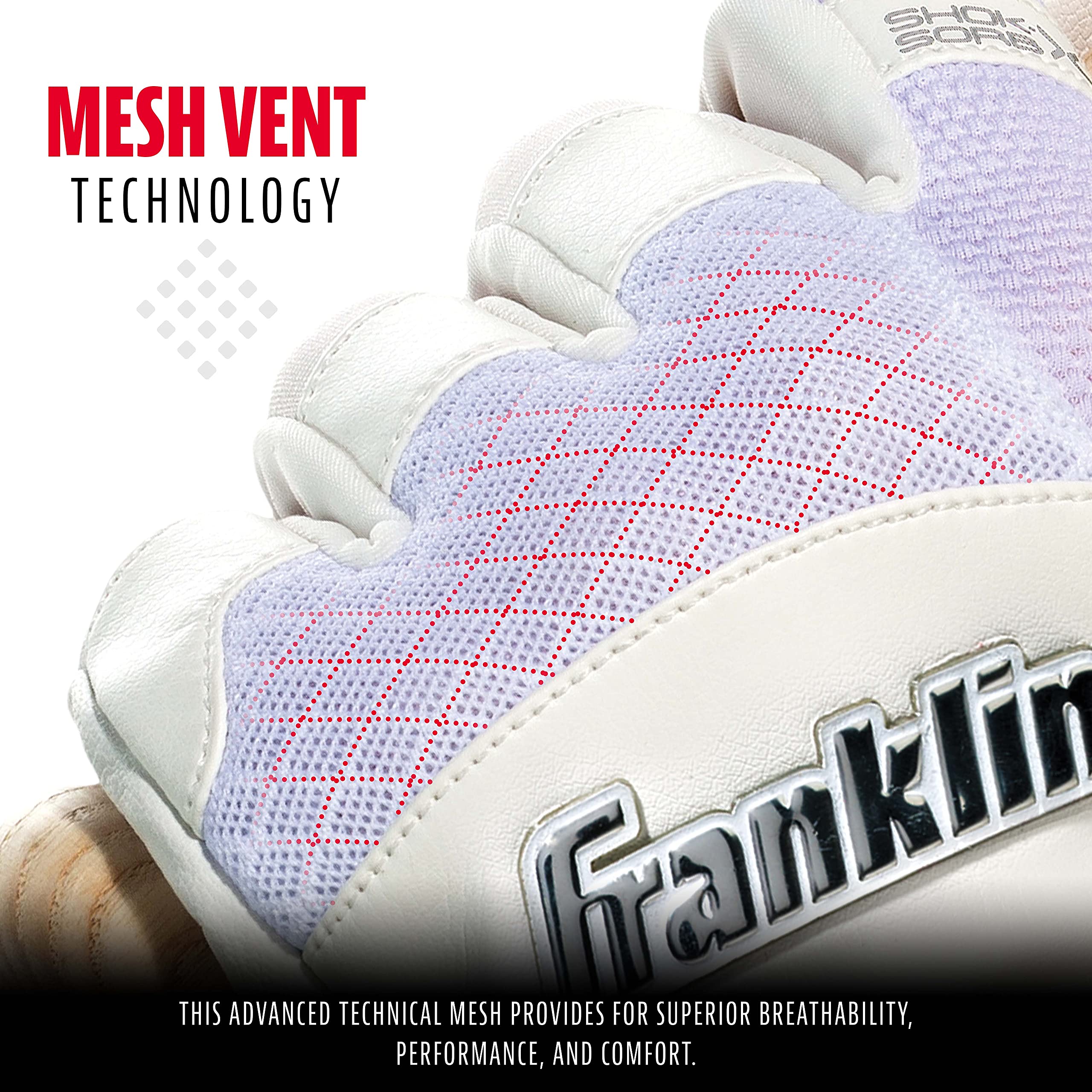 Franklin Sports Youth Mlb Shok-Sorb X Batting Gloves, Youth Small, Pair, White/Chrome